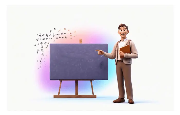 Teacher Explaining with Blackboard 3D Character Illustration